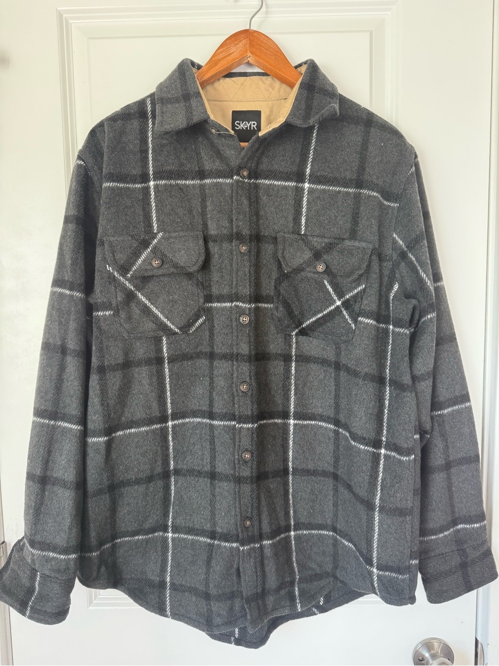 Wool Blend Plaid Jacket Heavyweight Shacket L